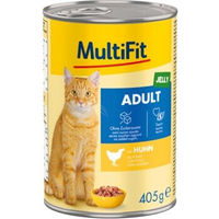 Produktbild von MultiFit Nassfutter Katze Adult Huhn und Fisch in Gelee ohne Zucker 24x405 g - 24 x 405 g