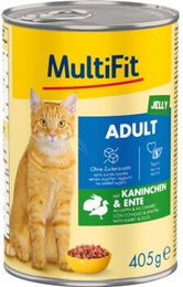 MultiFit Nassfutter Katze Adult Kaninchen und Ente Stückchen in Gelee 24x405 g - 24 x 405 g – Bild 1 von 2