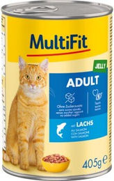 MultiFit Nassfutter Katze Adult Lachs Stückchen in Gelee ohne Zucker 24x405 g - 24 x 405 g – Bild 1 von 2