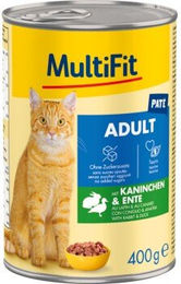 MultiFit Nassfutter Katze Adult Paté Kaninchen und Ente ohne Zucker 24x400 g - 24 x 400 g – Bild 1 von 2