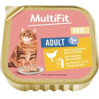 Produktbild von MultiFit Nassfutter Katze Adult Paté mit Huhn und Milchkern ohne Zucker 16x100 g - 16 x 100 g
