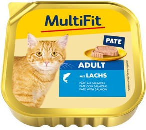 MultiFit Nassfutter Katze Adult Paté mit Lachs ohne Zucker 16x100 g - 16 x 100 g – Bild 1 von 2