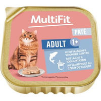 Produktbild von MultiFit Nassfutter Katze Adult Paté mit Lachs und Joghurt ohne Zucker 16x100 g - 16 x 100 g