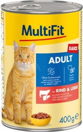 MultiFit Nassfutter Katze Adult Stückchen in Sauce Rind ohne Zucker 6x400 g – Bild 1 von 2
