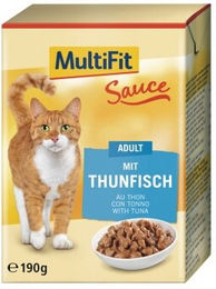 Produktbild von MultiFit Nassfutter Katze Adult Stückchen in Sauce Thunfisch ohne Zucker 24 x 190g