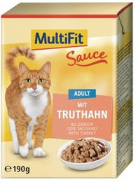 Produktbild von MultiFit Nassfutter Katze Adult Stückchen in Sauce Truthahn und Huhn ohne Zucker 24 x 190g