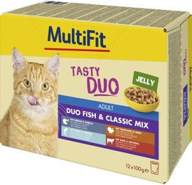 Produktbild von MultiFit Nassfutter Katze Adult Tasty Duo Fish & Classic Jelly Mix 12x100 g - 12 x 100 g