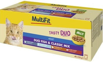 Produktbild von MultiFit Nassfutter Katze Adult Tasty Duo Fish & Classic Jelly Mix Multipack 48x100 g - 48 x 100 g