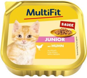 MultiFit Nassfutter Katze Junior Huhn Stückchen in Sauce ohne Zucker 16x100 g - 16 x 100 g – Bild 1 von 2