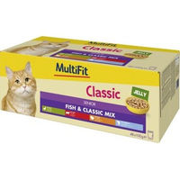 Produktbild von MultiFit Nassfutter Katze Senior Fisch und Classic Mix Stückchen in Gelee 48x100g