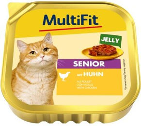 MultiFit Nassfutter Katze Senior Huhn Stückchen in Gelee ohne Zucker 32x100 g - 32 x 100 g – Bild 1 von 2