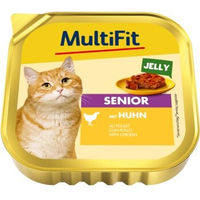 Produktbild von MultiFit Nassfutter Katze Senior Huhn Stückchen in Gelee ohne Zucker 32x100 g - 32 x 100 g