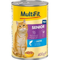 Produktbild von MultiFit Nassfutter Katze Senior Paté mit Lachs ohne Zucker 6x400 g - 6 x 400 g