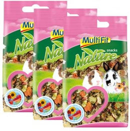Produktbild von MultiFit Nature Kaninchen Snacks Blüten & Gemüse mit getrockneten Kräutern 3x100g