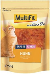 Produktbild von MultiFit naturelle Hühnerbrust Junior Hund Leckerli Filets ohne Farb- und Aromastoffe 50 g - 50 g