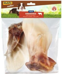 Produktbild von MultiFit Naturkauartikel Rinderohren mit Muschel für Junior Hunde 200g Monoprotein ohne Farb- und Aromastoffe - 200 g