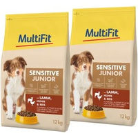 Produktbild von MultiFit Sensitive Junior Hundefutter mit Lamm, Huhn und Reis ohne Zucker 2x12kg