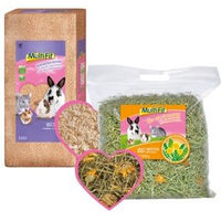 Produktbild von MultiFit Set Einstreu aus Holzspänen und Heu mit Löwenzahn - 2 x 500 ml