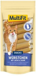 Produktbild von MultiFit Snackwürste Lachs 12x9 g Leckerli für Hunde und Katzen
