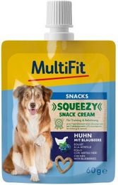 Produktbild von MultiFit Squeezy Snack Cream Huhn mit Blaubeere getreidefrei 10x60 g