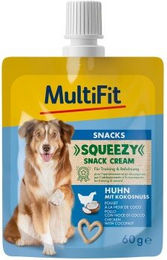Produktbild von MultiFit Squeezy Snack Cream Huhn mit Kokosnuss getreidefrei und laktosefrei 10x60 g - 10 x 60 g