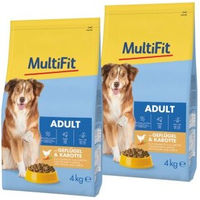 Produktbild von MultiFit Trockenfutter Hund Adult Geflügel und Karotte ohne Zucker 2x4 kg