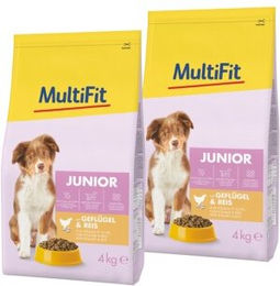 Produktbild von MultiFit Trockenfutter Hund Junior mit Geflügel 2x4 kg