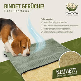 mümmi Hundematte Hanf mit abnehmbarem Cordbezug in Grün für große Hunde – Bild 1 von 8