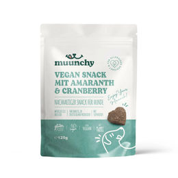 Produktbild von Munchy Vegan Snack für Hunde mit Amaranth und Cranberry ohne tierisches Protein 125g - 125 g
