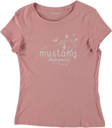 Mustang T-Shirt Alexia Style für Damen aus Baumwolle Rosa Größe S – Bild 1 von 2