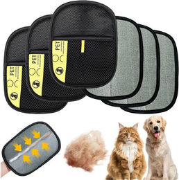 Mutig Fellpflegehandschuhe 6er Set für Katzen und Hunde, antistatische Stoff-Handschuhe zur Fellpflege und Reinigung von Teppichen und Sofas, Schwarz – Bild 1 von 2