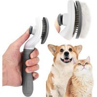 Produktbild von Mutig Selbstreinigende Fellbürste für Hunde und Katzen mit Edelstahlborsten in Grau