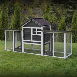 Produktbild von My Animal Hasenstall MH-31 Doppelgarten Freilauf aus wetterfestem imprägniertem Holz Grau
