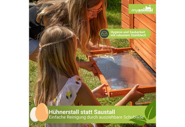 My Animal Kleintierstall Hühnerstall XXL aus Holz in Braun mit zwei Stockwerken für bis zu 8 Hühner – Bild 1 von 4