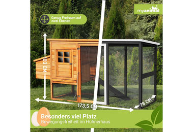 My Animal Kleintierstall MH-04 aus Kiefernholz für Hühner und Wachtel in Braun – Bild 1 von 4