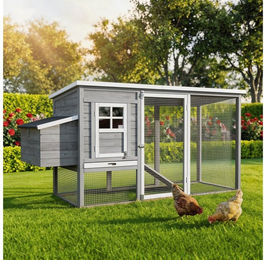 My Animal Kleintierstall MH-04 aus Kiefernholz für Hühner und Wachtel in Grau und Natur – Bild 1 von 5
