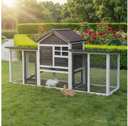 My Animal Kleintierstall XXL Kaninchenstall aus Holz mit 2 Etagen und 3 Türen – Bild 1 von 5