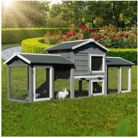 Produktbild von My Animal Kleintierstall XXL MH-03 aus Holz für Kaninchen mit 2 Etagen und Freilauf in Grau