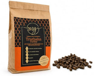 My dogfood manufacture Kaltgepresstes Hundefutter Truthahn mit Karotten und Johannisbeeren ohne künstliche Zusatzstoffe 10kg – Bild 1 von 4
