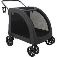 Produktbild von My Duque Chester Hundebuggy für große Hunde und Katzen, faltbar, inkl. Regenschutz und Flaschenhalter, bis 50 kg, schwarz