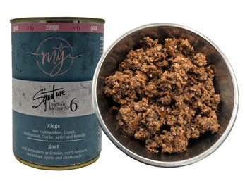 My Hundefutter Nassfutter Ziege mit Topinambur Quark Spinat Gurke Monoprotein 410g - 410 g – Bild 1 von 3
