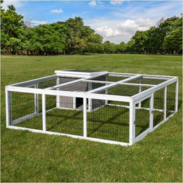 Produktbild von MyAnimal Hasenstall MH-08 XXL Freilaufgehege für Kaninchen mit Haus und 3 Außentüren in Weiß