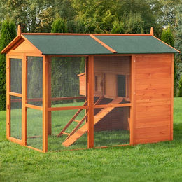 Produktbild von MyAnimal Hühnerstall MH-15 aus Holz für 7 Hühner mit Auslauf und separatem Legenest Braun