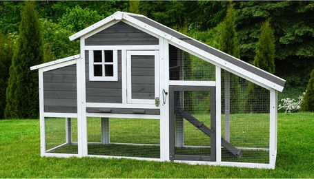 Produktbild von MyAnimal Hühnerstall MH-32 aus Holz für 4 Hühner mit Eiablage und abnehmbarem Dach in Grau