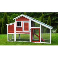 Produktbild von MyAnimal Hühnerstall MH-32 aus Holz für 4 Hühner mit Eiablage und abnehmbarem Dach in Rot/Weiß