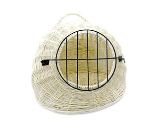 Produktbild von MyBer Haustierbett aus geflochtener Weide als Katzenhöhle und Hundekorb in Beige