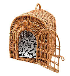 MyBer Tiertransportbox aus Weide für Katzen und Kleintiere mit Kissen in Braun – Bild 1 von 8