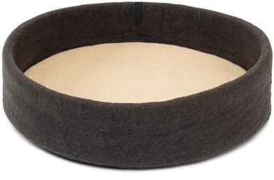 myfelt Kuno Hundekorb aus Schurwolle Anthrazit mit ockergelbem Inlay – Bild 1 von 5