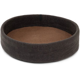 myfelt Kuno Hundekorb aus Schurwolle für Riesenrassen in Anthrazit mit braunem Inlay 60 x 16 cm – Bild 1 von 4