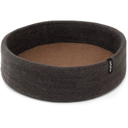 myfelt Kuno Katzenkorb aus Schurwolle in Anthrazit mit braunem Katzenkissen 40 x 13 cm – Bild 1 von 4
